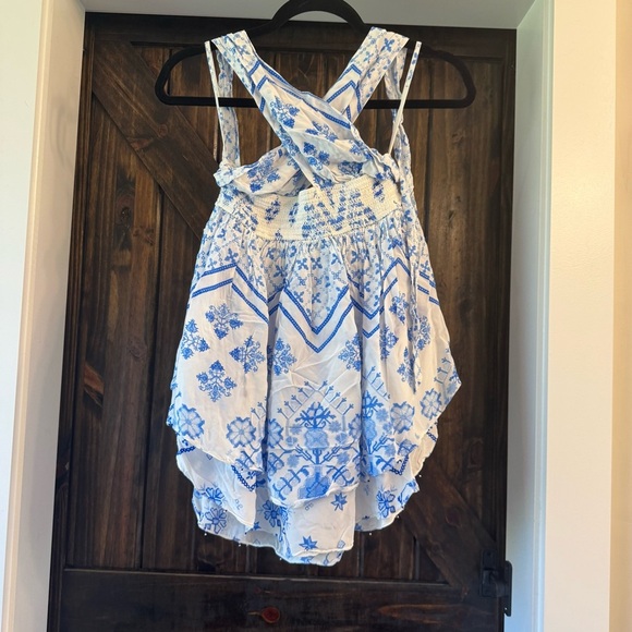Rococo Sand LEAS CUTOUT Blue and White Mini Dress - Picture 2 of 7